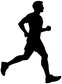Runner silhouette vinyl decal, black running figure on white background