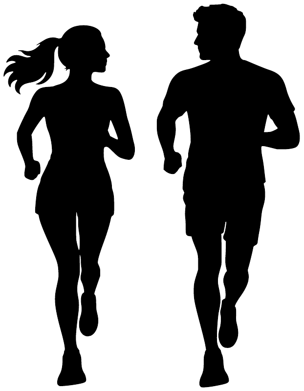 Pair of black runner vinyl decal silhouettes, full-body
