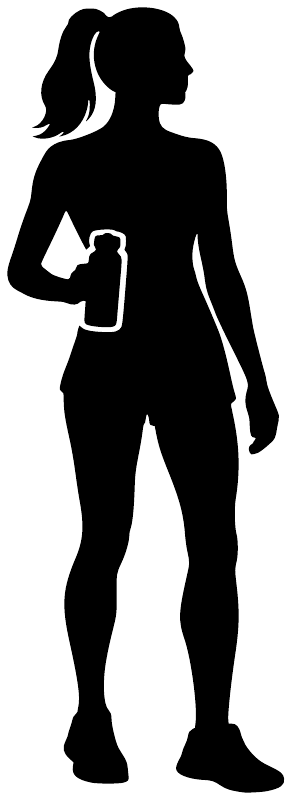 Runner water-break vinyl decal, black silhouette holding drink
