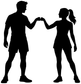 Vinyl decal silhouette of two runners holding hands