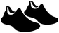 Two black running shoe silhouette decals with white highlights