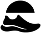 Black running trail shoe silhouette vinyl decal with white outline and arch