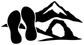 Black-and-white running footprints with mountain and track vinyl decal