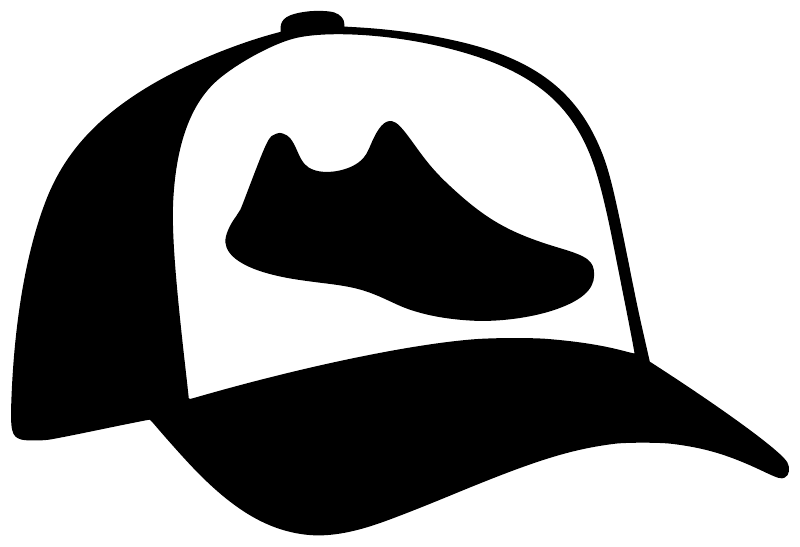Black and white cap logo vinyl decal with shoe icon
