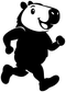 Running capybara vinyl decal, black-and-white cartoon capybara running