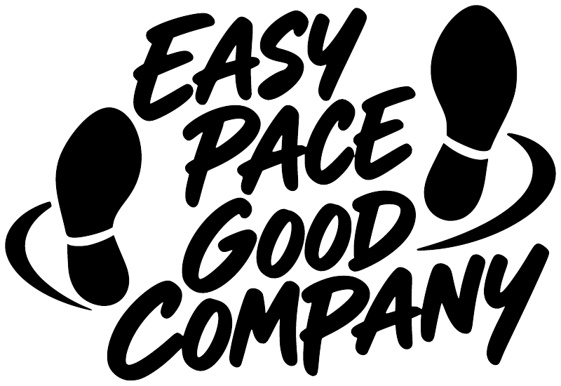 Vinyl decal: 'Easy Pace Good Company' black text with runner icon dots