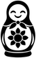 Matryoshka sunflower vinyl decal, black-and-white nesting doll with central sunflower