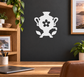 Samovar vinyl decal with flower on dark surface