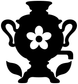 Black samovar vinyl decal silhouette with white flower and leaves