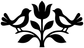 Vinyl decal with tulip tree and two birds, black silhouette