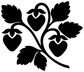 White heart and leaf vinyl decal with bird-like floral accents