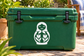 White nesting doll tulip vinyl decal on green background