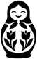 Black-and-white nesting doll tulip vinyl decal, full figure