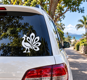 Car rear window peacock petal fan vinyl decal in white