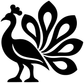 Peacock-style vinyl decal silhouette with fan, black design with white accents