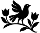 Black dancing bird and tulip branch vinyl decal