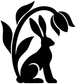 Hare and tulip vinyl decal, black rabbit silhouette with tulip stems and leaves