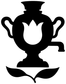 Black samovar tulip vinyl decal silhouette with curled handle details