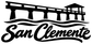 San Clemente pier and wordmark vinyl decal, black design