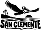 Pelican wordmark vinyl decal with black bird over waves and SAN CLEMENTE text