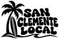 Black “SAN CLEMENTE LOCAL” vinyl decal with palm tree and stylized lettering