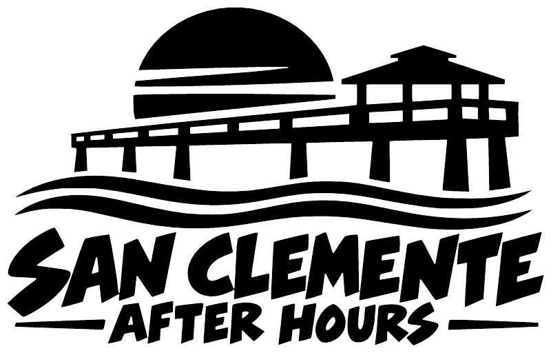 San Clemente After Hours vinyl decal logo in white on black
