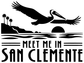 Black vinyl decal graphic with seagull, waves, and "MEET ME IN SAN CLEMENTE" text
