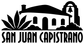 Black San Juan Capistrano wordmark vinyl decal with church icon