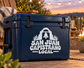 White bell icon and “San Juan Capistrano Local” vinyl decal on dark blue cooler