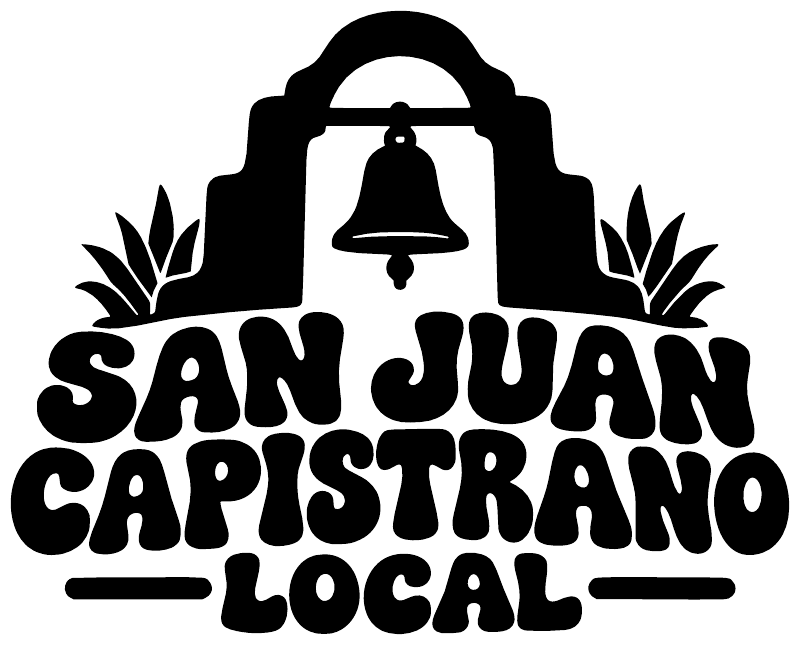 Black vinyl decal with bell icon and “San Juan Capistrano Local” lettering