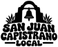 Black vinyl decal with bell icon and “San Juan Capistrano Local” lettering