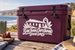White San Juan Capistrano Good Days vinyl decal with church and palm icons on maroon