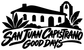Black San Juan Capistrano Good Days vinyl decal logo with church, palms, and script