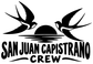 San Juan Capistrano Crew vinyl decal logo with winged birds and dark lettering