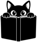 Black cat vinyl decal reading an open book
