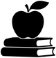 White apple above two stacked books vinyl decal on a plain white design