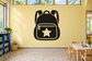 Black backpack vinyl decal with white star and outlined front pocket