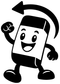 Eraser character vinyl decal close-up with black arrow curve and smiling face
