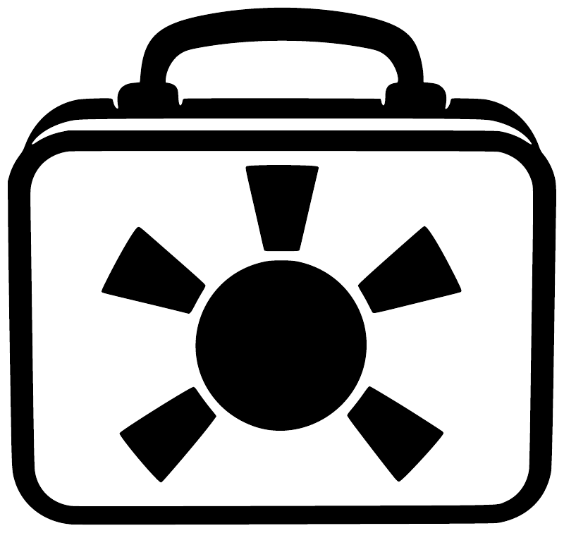 Lunchbox vinyl decal graphic with sunburst inside window