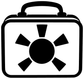 Lunchbox vinyl decal graphic with sunburst inside window