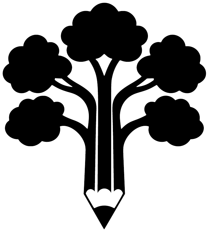 Black tree silhouette vinyl decal with pointed pencil tip
