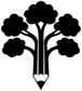 Black tree silhouette vinyl decal with pointed pencil tip