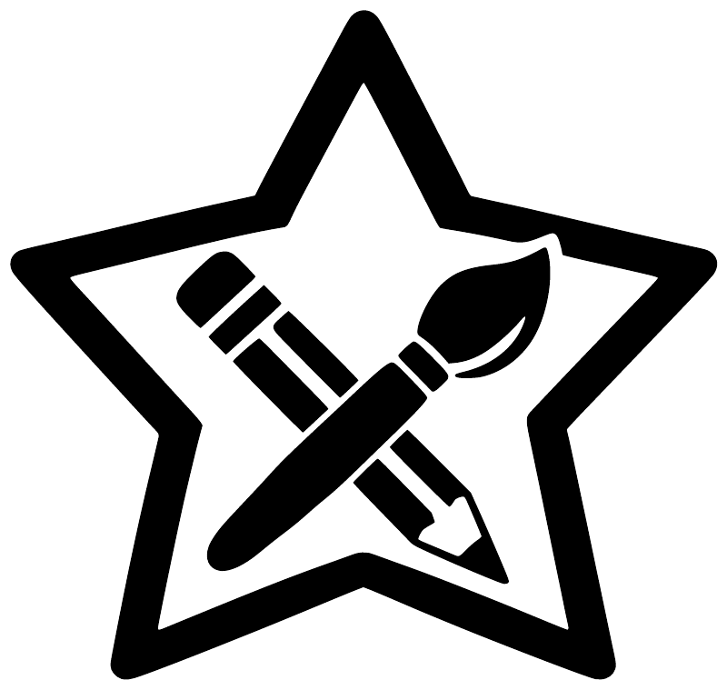 Star vinyl decal graphic: pencil and ruler across black star outline