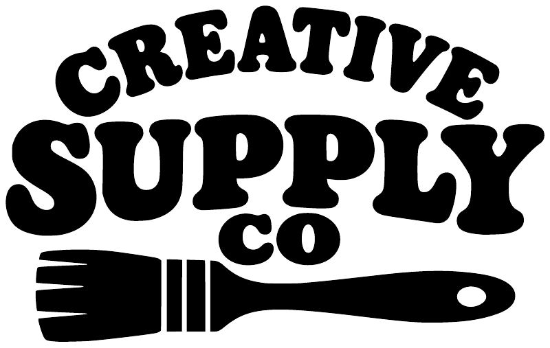 Black vinyl decal close-up with 'CREATIVE SUPPLY CO' bold lettering and paint-roller icon