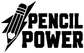 Vinyl decal graphic: Pencil Power text with pencil icon, black on white