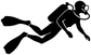 Black scuba diving vinyl decal silhouette of two divers in a holding turn