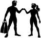 Black scuba divers vinyl decal silhouette of two people holding hands