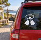Scuba diving vinyl decal: white mask with black snorkel and fins on window