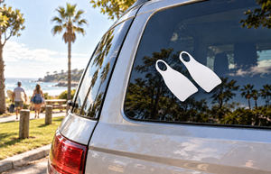 Scuba diving fin pair vinyl decal, white fin icons on car window