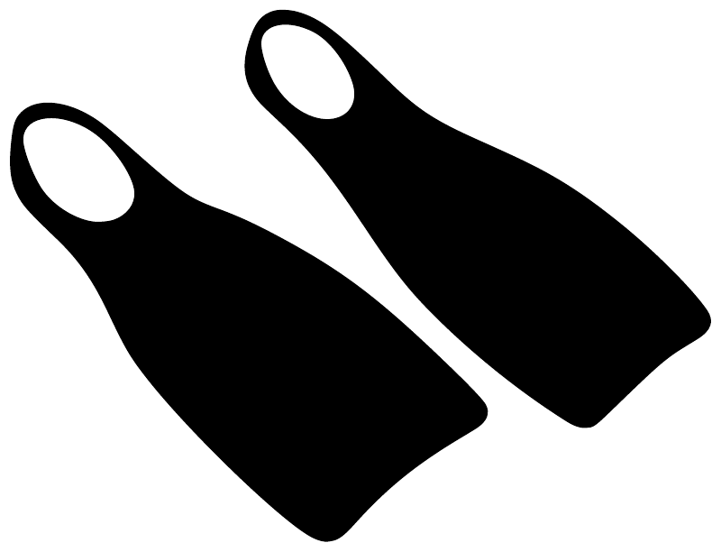 Scuba diving fin pair vinyl decal, black fin silhouettes